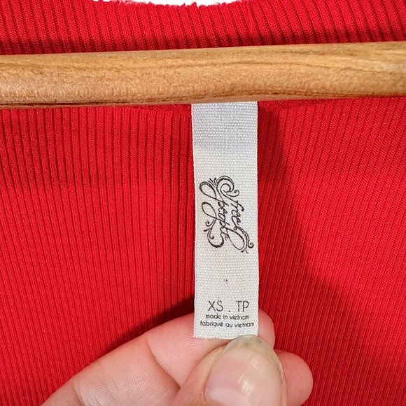 Free People Long Sleeve High Low Tee Shirt XS Red - Picture 12 of 14